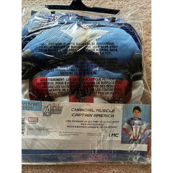 Marvel Avengers Captain America Muscle Shirt Boys One Size 6+ Superhero Top - Picture 5 of 7